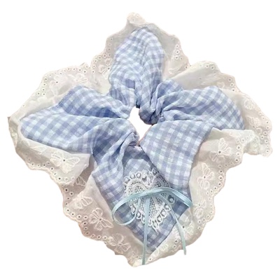 法式甜美蝴蝶结方巾大肠发圈女