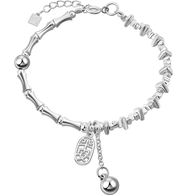 老银匠s925银竹报平安碎银手链