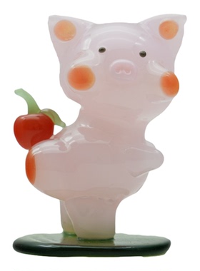 淄博琉璃手作苹果小猪车载摆件