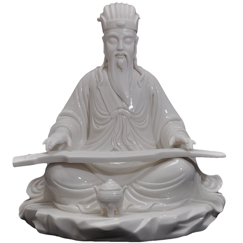 德化白瓷抚琴孔明像诸葛亮像摆件