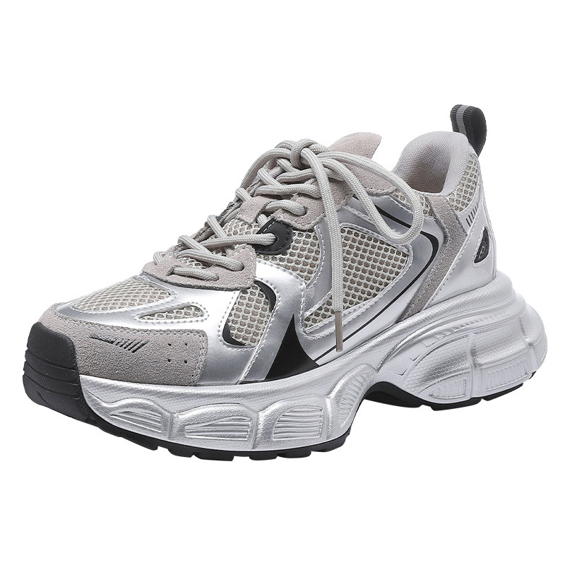 达芙妮银色老爹鞋女厚底增高运动