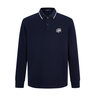 【100%棉】LONDA 伦德马秋季珠地棉长袖T恤商务休闲刺绣polo衫男