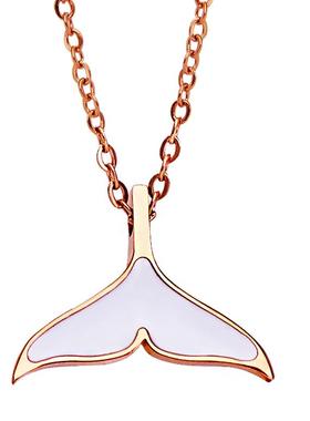 气质白色鱼尾项链女钛钢不掉色