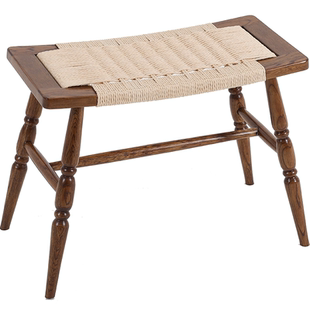 伍零壹室 美式实木梳妆凳 家用卧室客厅化妆台茶几网红凳子小矮凳