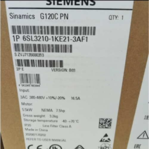 议价6SL3210-1KE21-3AF1西门子G120内置滤波器变频器6SL32101KE21