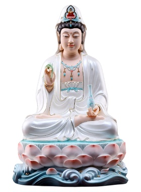 戴玉堂陶瓷摆件《慈慧观音珍珠白》观世音菩萨佛像供奉家用饰品