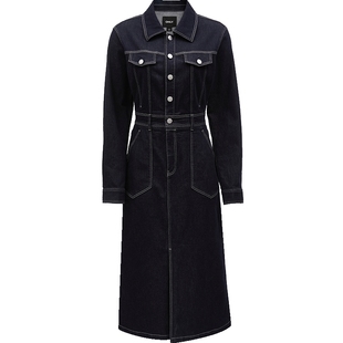 ONLY2025秋冬新款气质原色牛仔A字收腰显瘦中长款牛仔裙连衣裙女