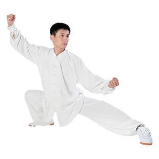 柏龄太极服装男白色棉加丝定制夏季新款中国风武术太极拳练功服女