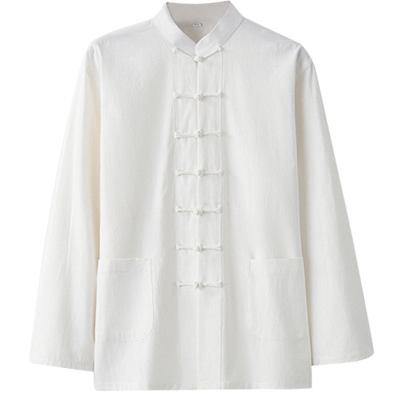 大码加大加肥唐装男长袖衬衫中国风男装中式复古盘扣立领衬衣汉服