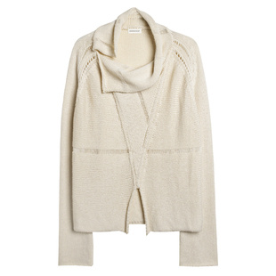 322WORKHOUSE不对称翻领针织衫女士2025新款冬季宽松慵懒毛衣B774