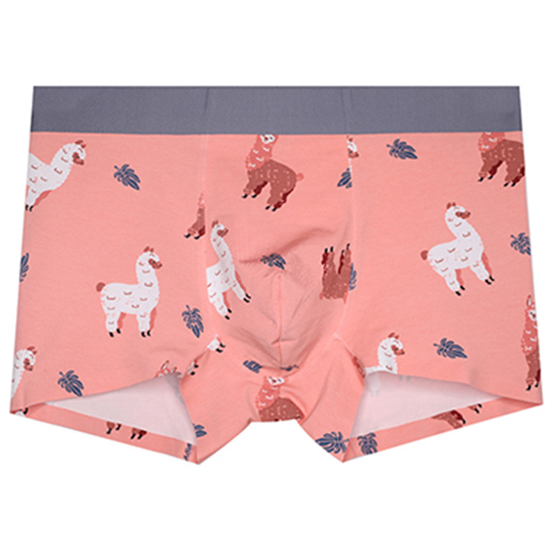 3條粉色卡哇伊可愛(ài)男士?jī)?nèi)褲卡通平角無(wú)痕騷氣男友青年一片式大碼