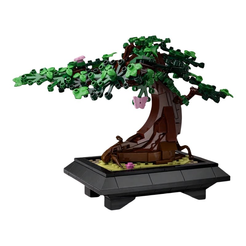 迎客松盆景树四季盆栽植物积木