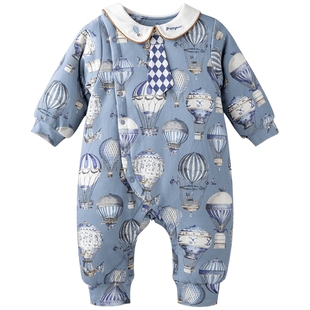 [璀璨蓝宝石]aqpa婴儿衣服夹棉连体衣秋冬保暖棉服宝宝哈衣外出萌