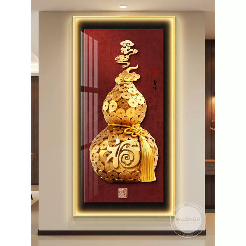 葫芦轻奢led带灯入户玄关装饰画走廊过道挂画壁画简约现代高级感
