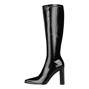 漆皮高跟长靴女不过膝秋冬高筒新款粗跟长筒骑士靴女中筒靴子显瘦