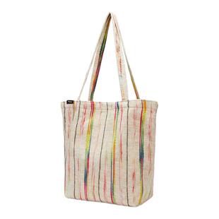 星期六彩虹条纹帆布托特包夏季新款单肩包立体刺绣手提包通勤女包