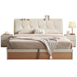 全友家居现代简约软包布艺床奶油风小户型卧室家具1米8储物双人床