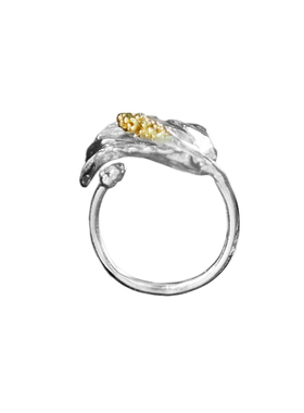 八月南方马蹄莲纯银戒指轻奢文艺