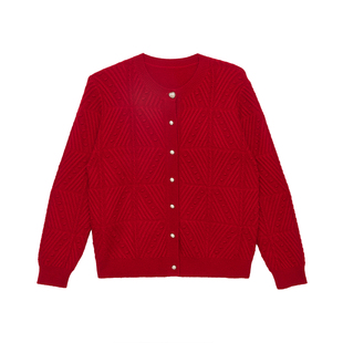 新疆GTS天山羊绒加厚绞花开衫纹理诗篇纯山羊绒纯色百搭针织衫