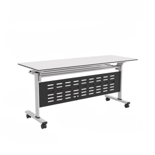 折叠会议桌可移动拼接长条桌双人带轮多功能办公桌培训课桌椅组合