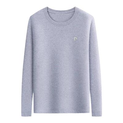 皮尔卡丹2025春季长袖T恤男圆领纯棉上衣春秋内搭男装体恤打底衫