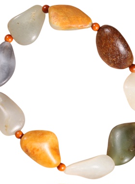 和田玉籽料独籽原籽随形手链