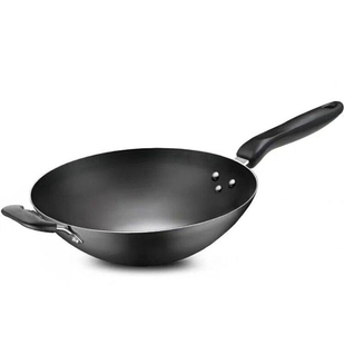 Joyoung/九阳32/34/36cm圆底精铁炒锅无涂层不易锈明火用