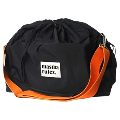 MASMARULEZ官方正品现货原创单肩帆布包抽绳防泼水尼龙斜挎包黑色