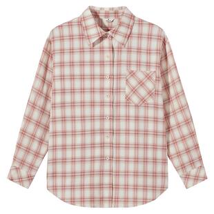 热风2026年春季新款女士休闲肌理格纹衬衫面料挺括复古撞色