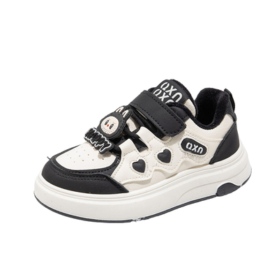 abckopaz男女儿童魔术贴板鞋冬季加绒防滑运动鞋中大童休闲鞋