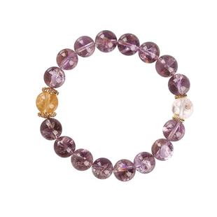 灵机麦玲玲慧盈紫阿塞手链女 遇紫而贵四方纳金 紫水晶黄水晶手串