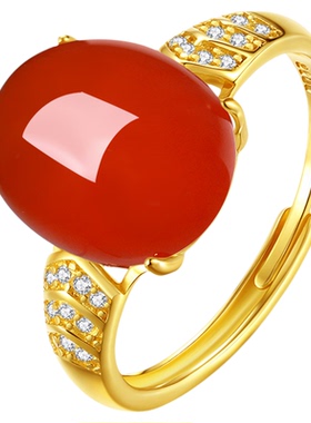 原矿保山南红玛瑙活口本命年女戒
