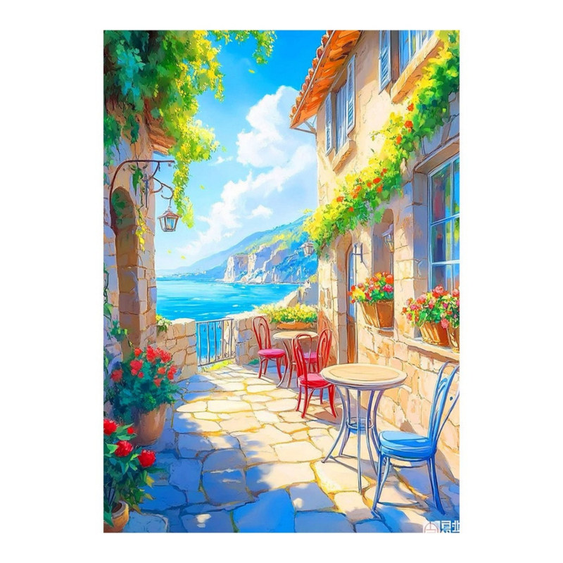 浪漫海边度假十字绣油画风景治愈