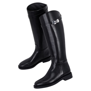 MantenerGran黑色长筒靴骑士靴女真皮靴子修饰腿型长靴 MG女鞋