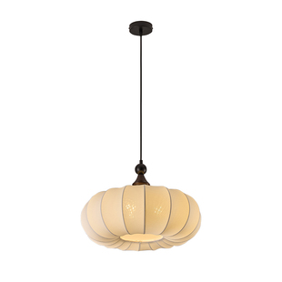 南瓜布艺吊灯中古风轻奢高级感房间灯具原木风宋式美学实木卧室灯