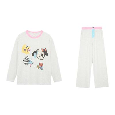 RooMance汝曼司原创尴尬小狗印花纯棉针织卫衣睡衣女可外穿家居服