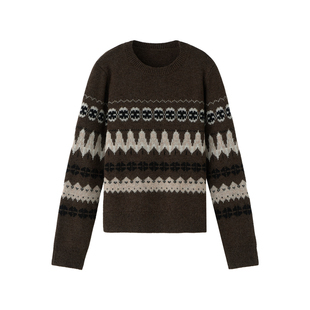 小禾【撒丁岛】100绵羊毛彩点英伦复古费尔岛慵懒圆领毛衣针织衫