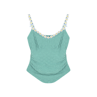 安妮不火 肌理感浮雕碎花吊带女2025春夏新款微胖大码收腰小背心