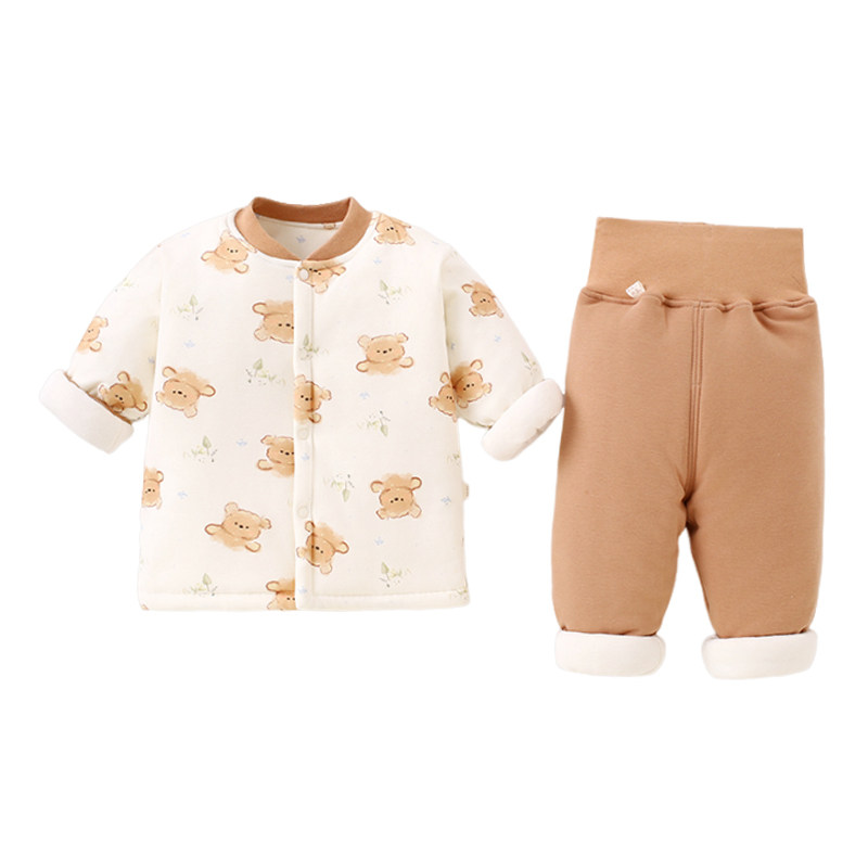 宝宝手工棉花衣套装秋冬季家居棉服袄裤子男女小婴幼儿童加厚保暖