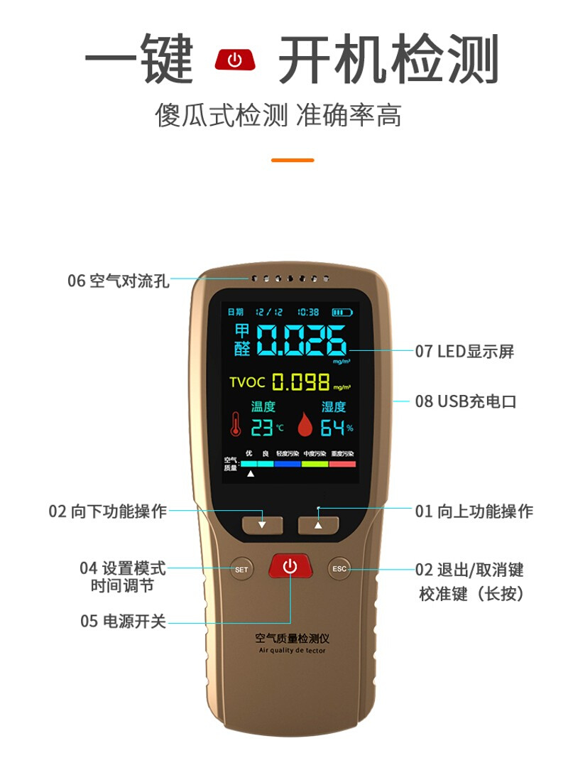 新品手持空气质量检测器甲醛检测仪器空气质量治R理专业室内除甲-封面