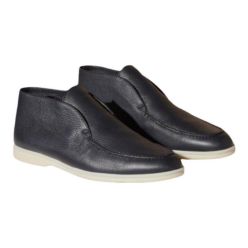 Loro Piana/诺悠翩雅男鞋柔软黑色鹿皮舒适休闲莫卡辛鞋短靴