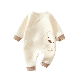 新生婴儿衣服秋季夹棉连体衣三月龄宝宝保暖秋装婴幼儿早秋纯棉