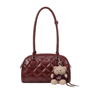 欧时纳华夫法棍包2025新款保龄球包单肩腋下女包红色新年礼物婚包