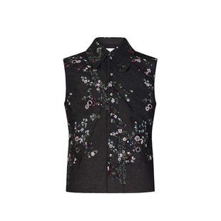 萤野  复古秀款重工植物刺绣亮片牛仔无袖衬衫  山谷少年原创男装