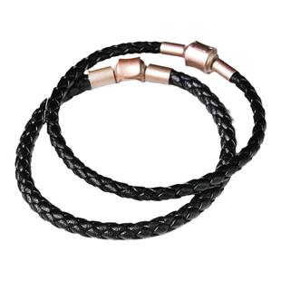 编织皮绳手链可穿转运珠手绳男黄金串珠配绳diy半成品黑红绳子女