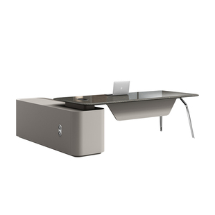 高亮光漆贴实木皮经理桌办公桌主管办公桌总裁老板桌椅文件柜组合