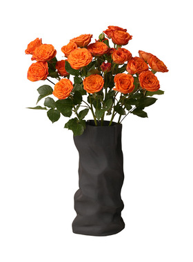 景德镇简约感黑白褶皱花瓶家居客厅桌面装饰新居乔迁礼物摆件酒店