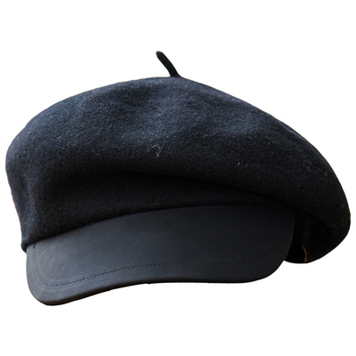 秋冬新款羊毛八角贝雷帽子女款