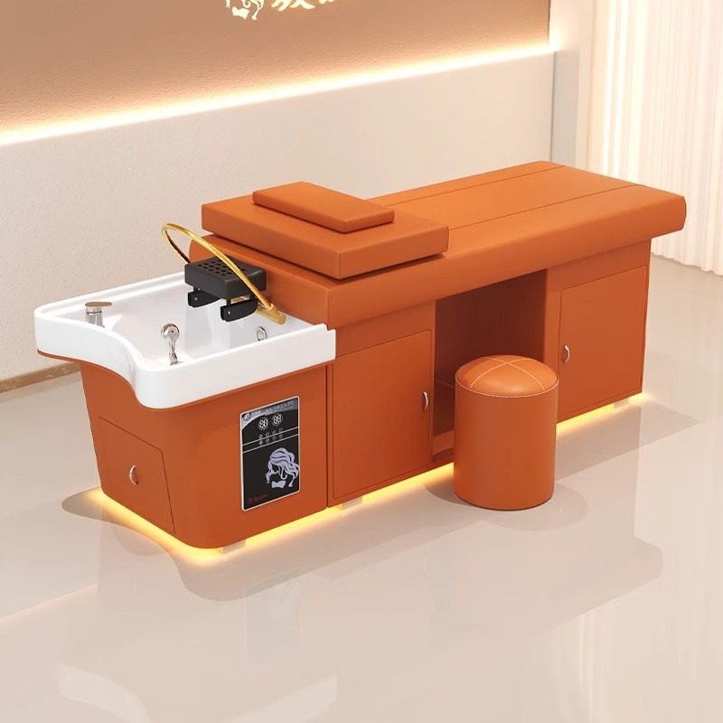 泰式头疗洗头床理发店专用水循环熏蒸带LED灯光高档洗头床热水器A