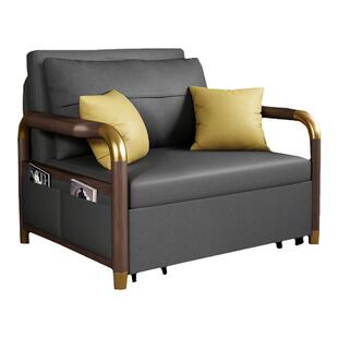 实木单人沙发床八十公分一米二可折叠阳台书房两用2025新款科技布